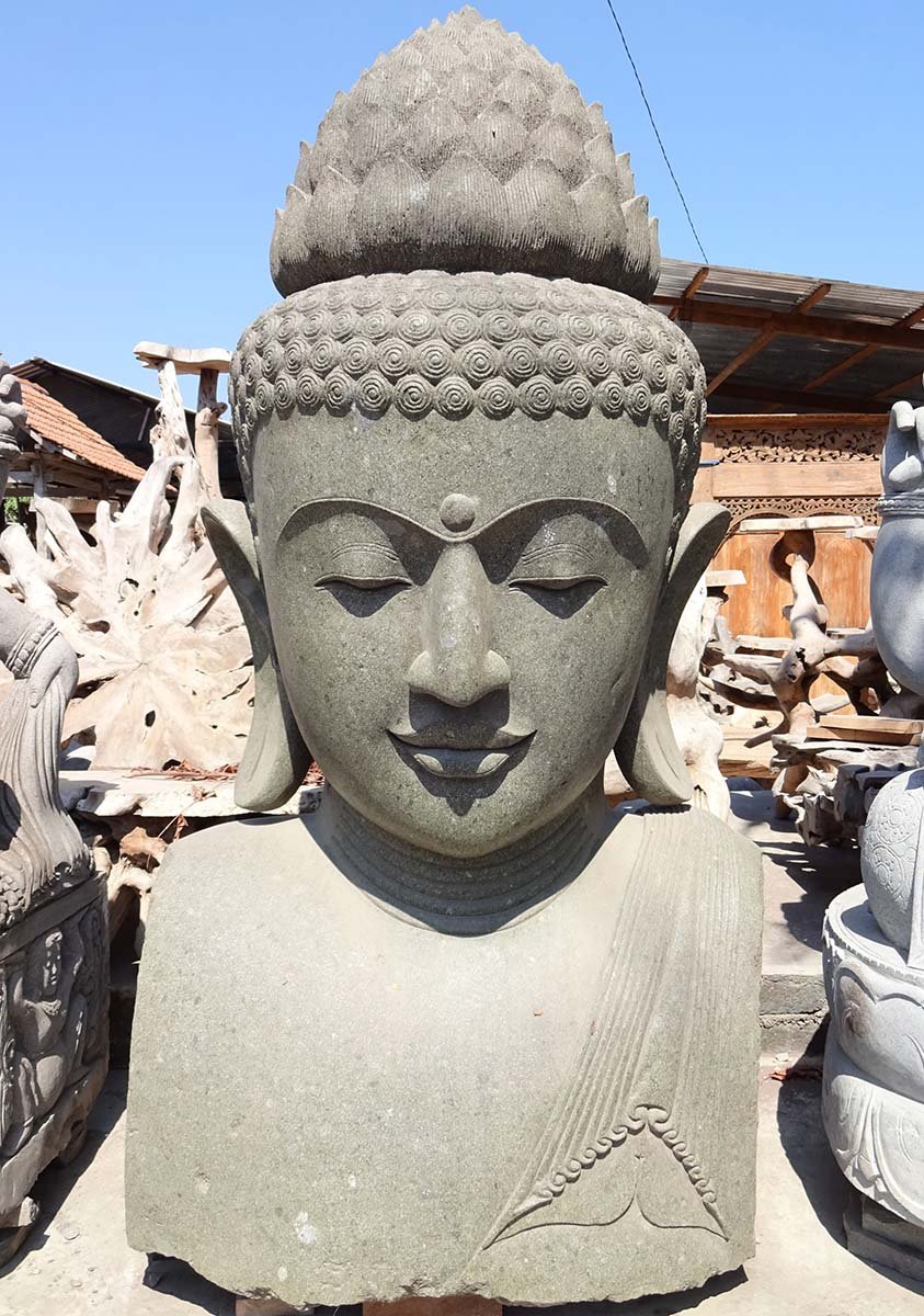 Large Green Stone Buddha Head 84"